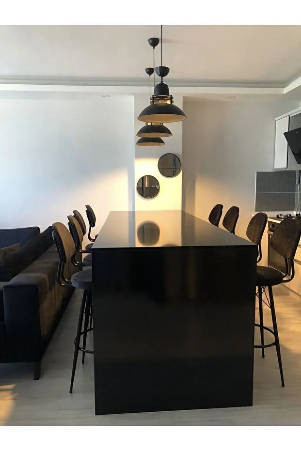 Yeni Babyface Kumaş Dolce Bar Sandalyesi 75 Cm Siyah. 100 Ile 115 Cm Arası Ada& Masalara Uygundur.